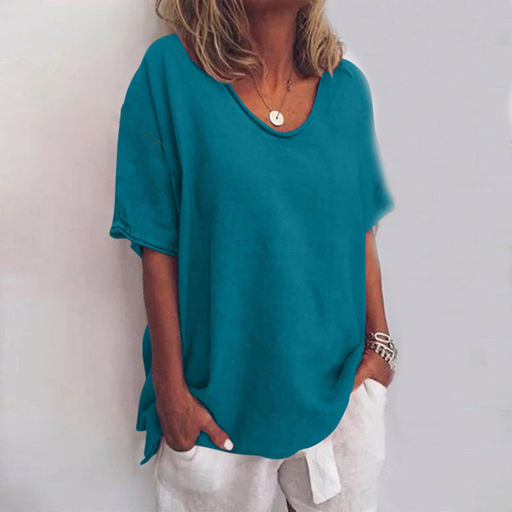 T-shirt Oversize Col Rond Femme Manches Courtes