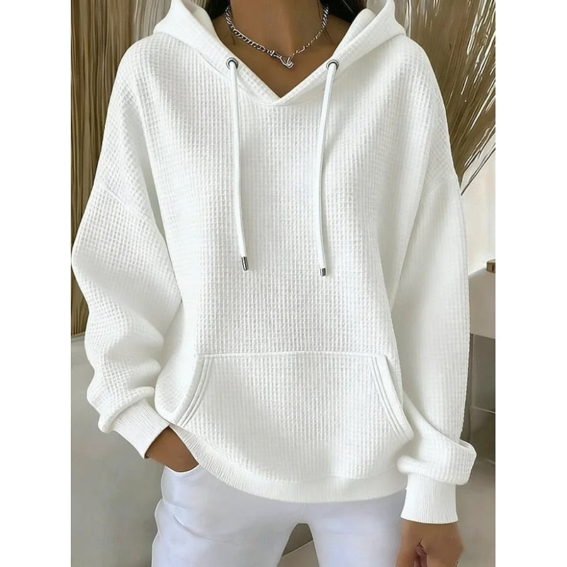 Felpa da donna con cappuccio in maglia a nido d'ape