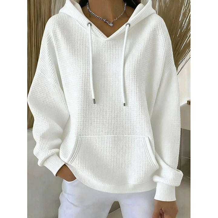 Felpa da donna con cappuccio in maglia a nido d'ape
