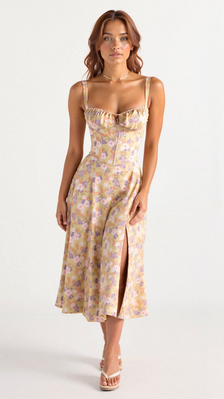 Robe Midi Corsetée Femme