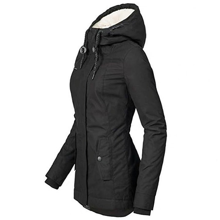 Women's Fleece-Lined Hooded Parka with an Adjustable Waist