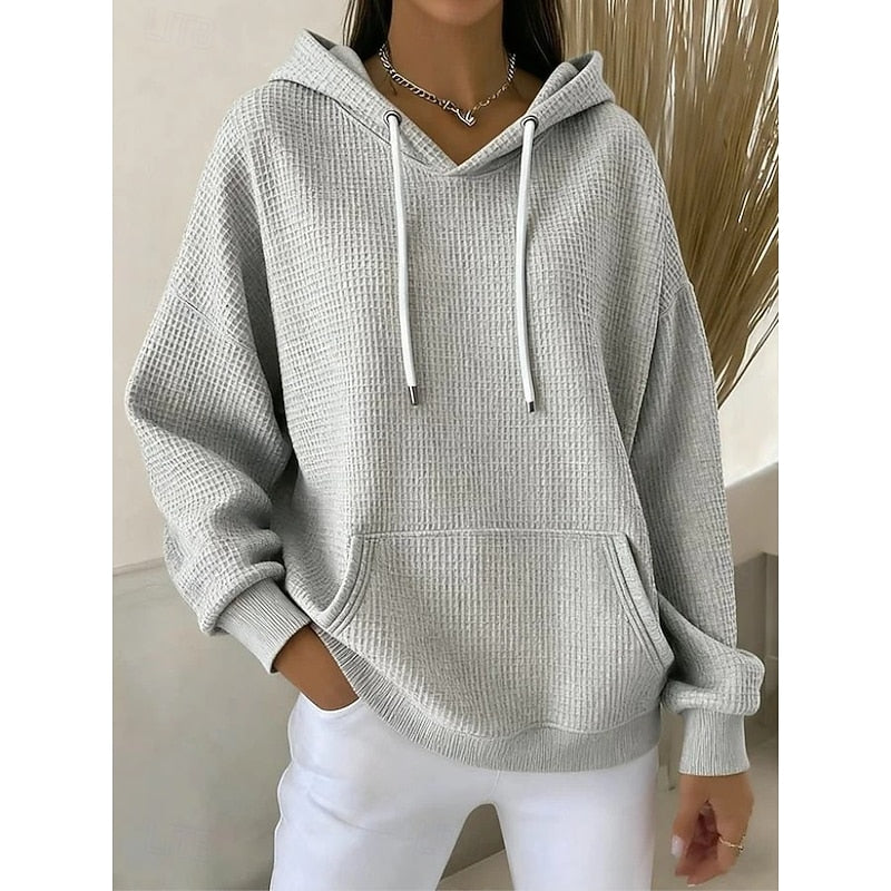 Felpa da donna con cappuccio in maglia a nido d'ape