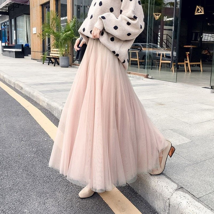 Jupe Longue Tulle Femme Taille Haute