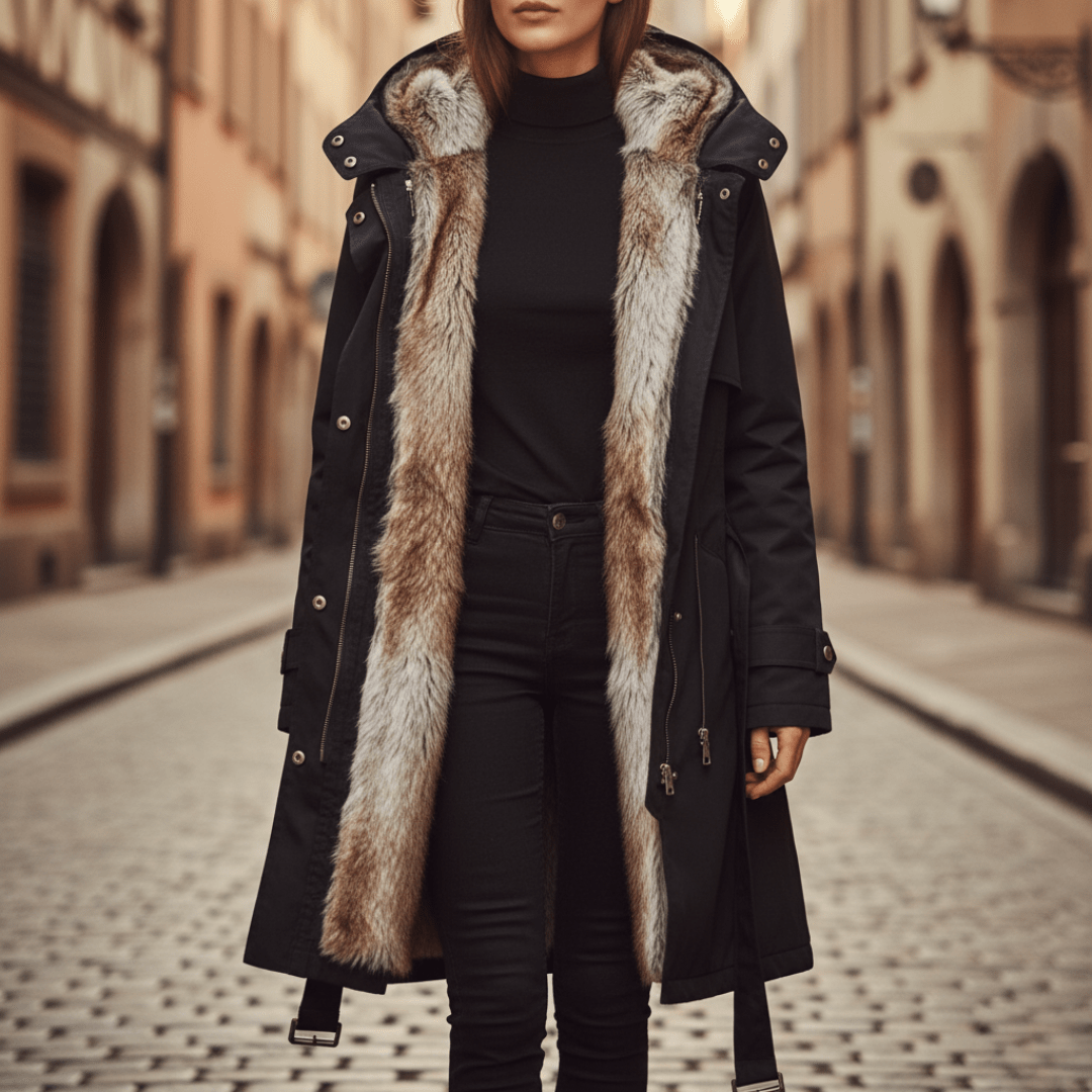 Women's Long Parka with Faux Fur Lining