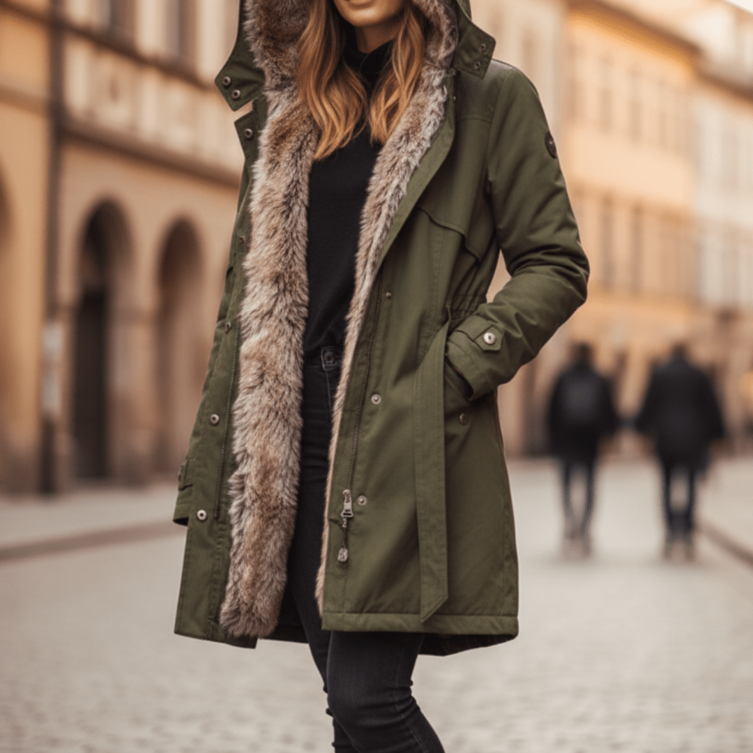 Women's Long Parka with Faux Fur Lining