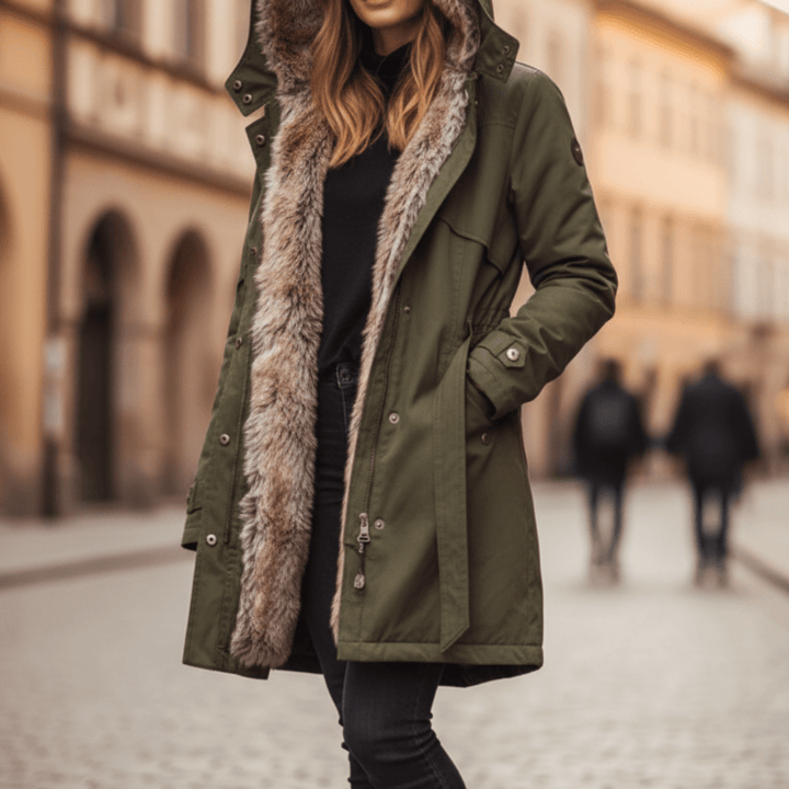 Women's Long Parka with Faux Fur Lining