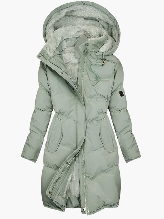 Manteau D'hiver Matelassé Long à Capuche Pour Femme