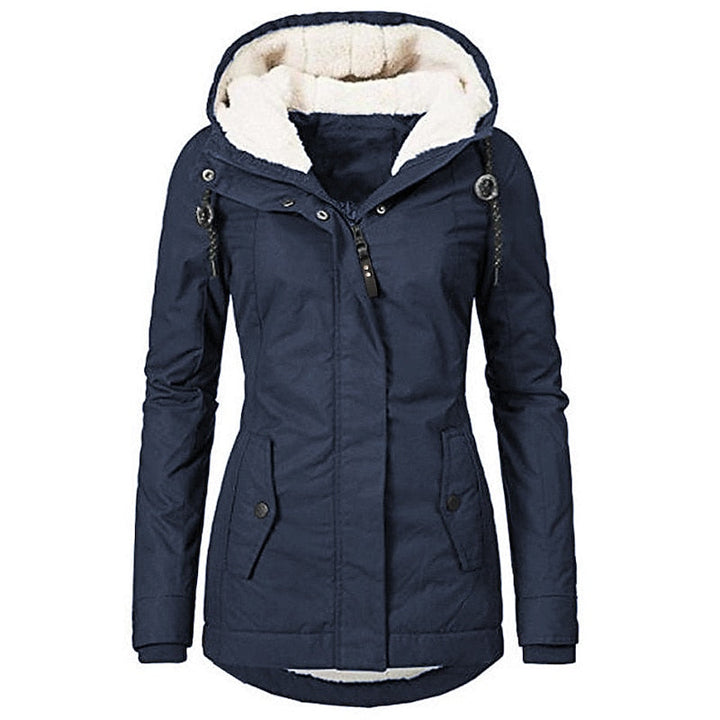 Women's Fleece-Lined Hooded Parka with an Adjustable Waist