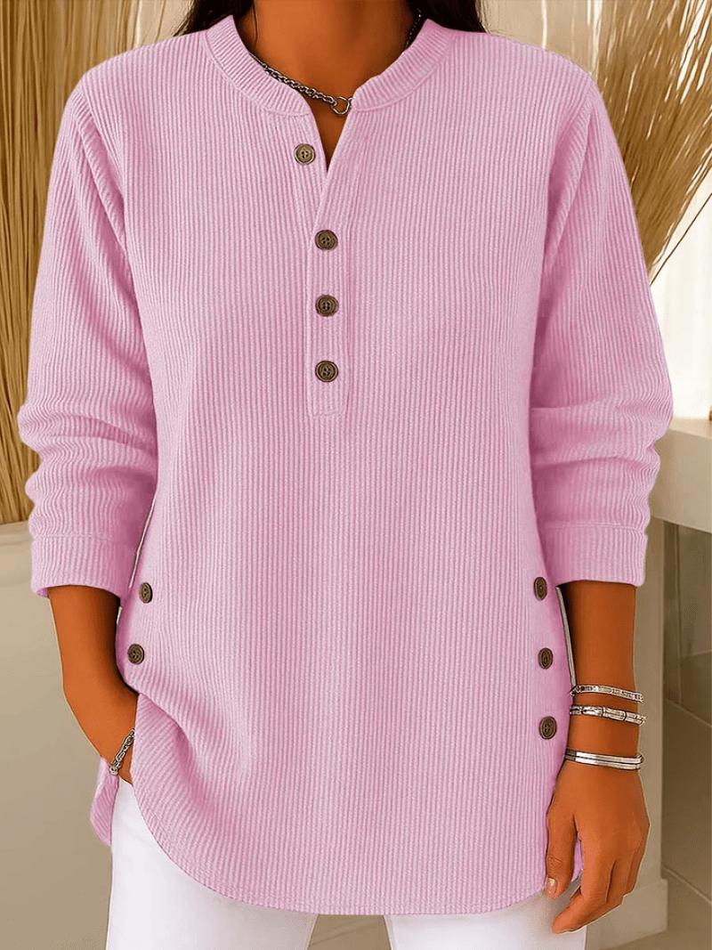 Pull-Tunique Côtelé Boutonné Pour Femme