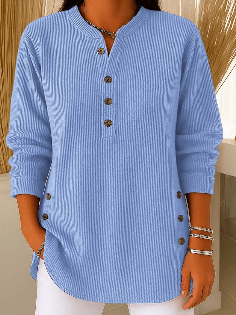 Pull-Tunique Côtelé Boutonné Pour Femme