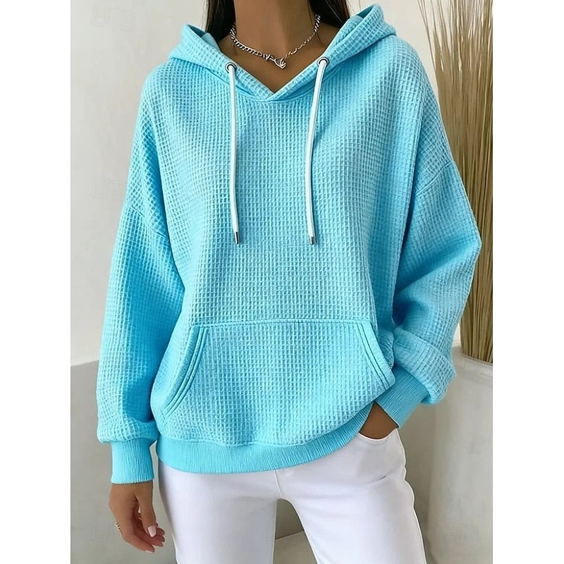 Felpa da donna con cappuccio in maglia a nido d'ape