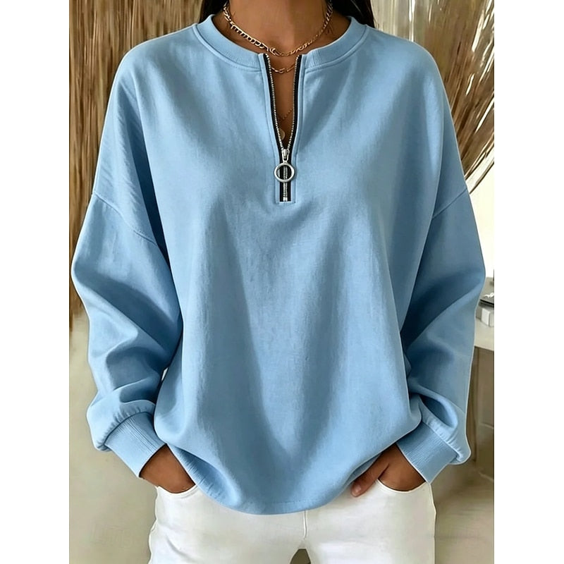 Sweatshirt de gola subida com fecho de correr para mulher