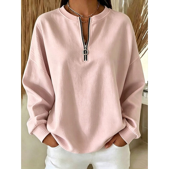 Sweatshirt de gola subida com fecho de correr para mulher