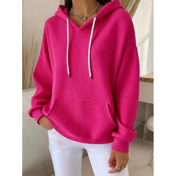 Felpa da donna con cappuccio in maglia a nido d'ape