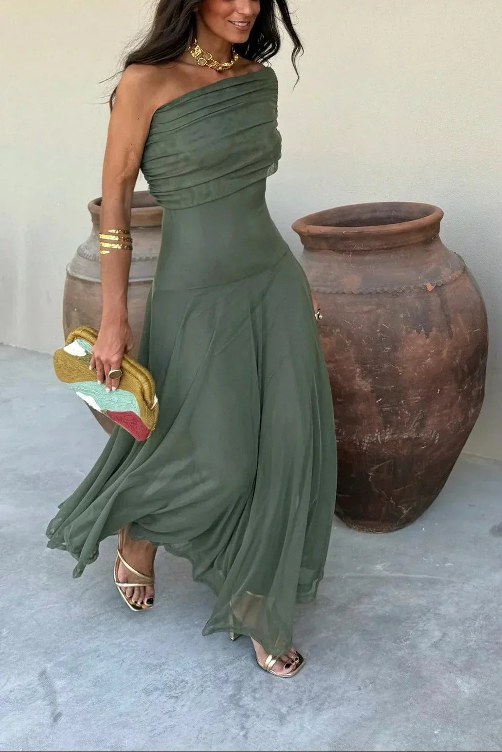 Robe Longue Femme Épaule Dénudée Cérémonie