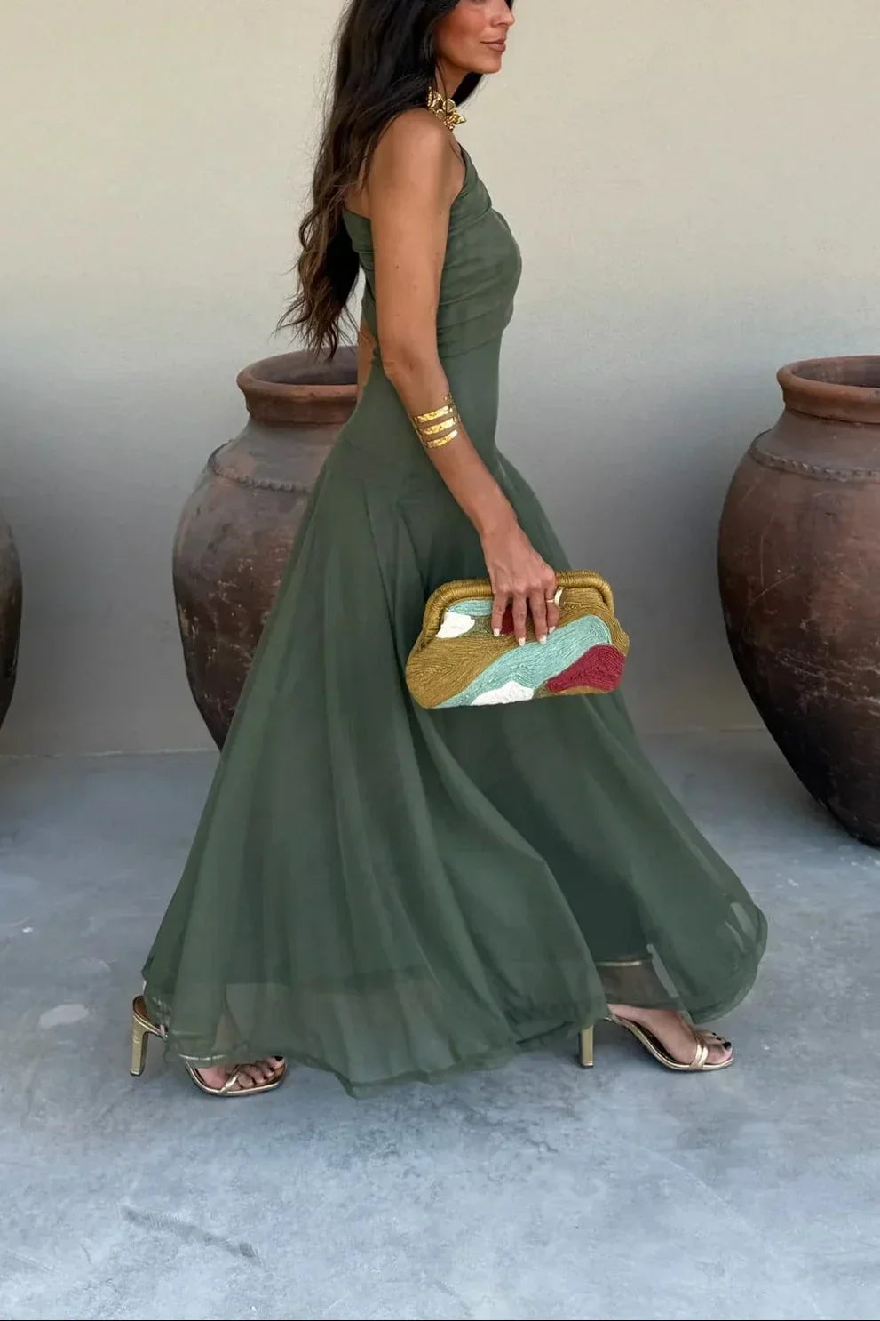Robe Longue Femme Épaule Dénudée Cérémonie