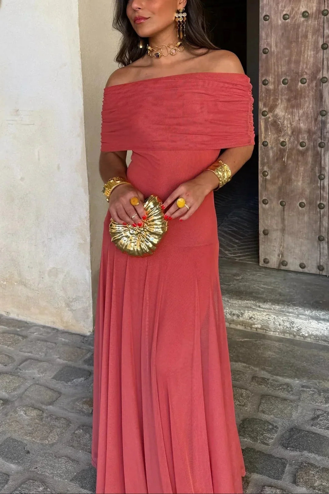Robe Longue Femme Épaule Dénudée Cérémonie
