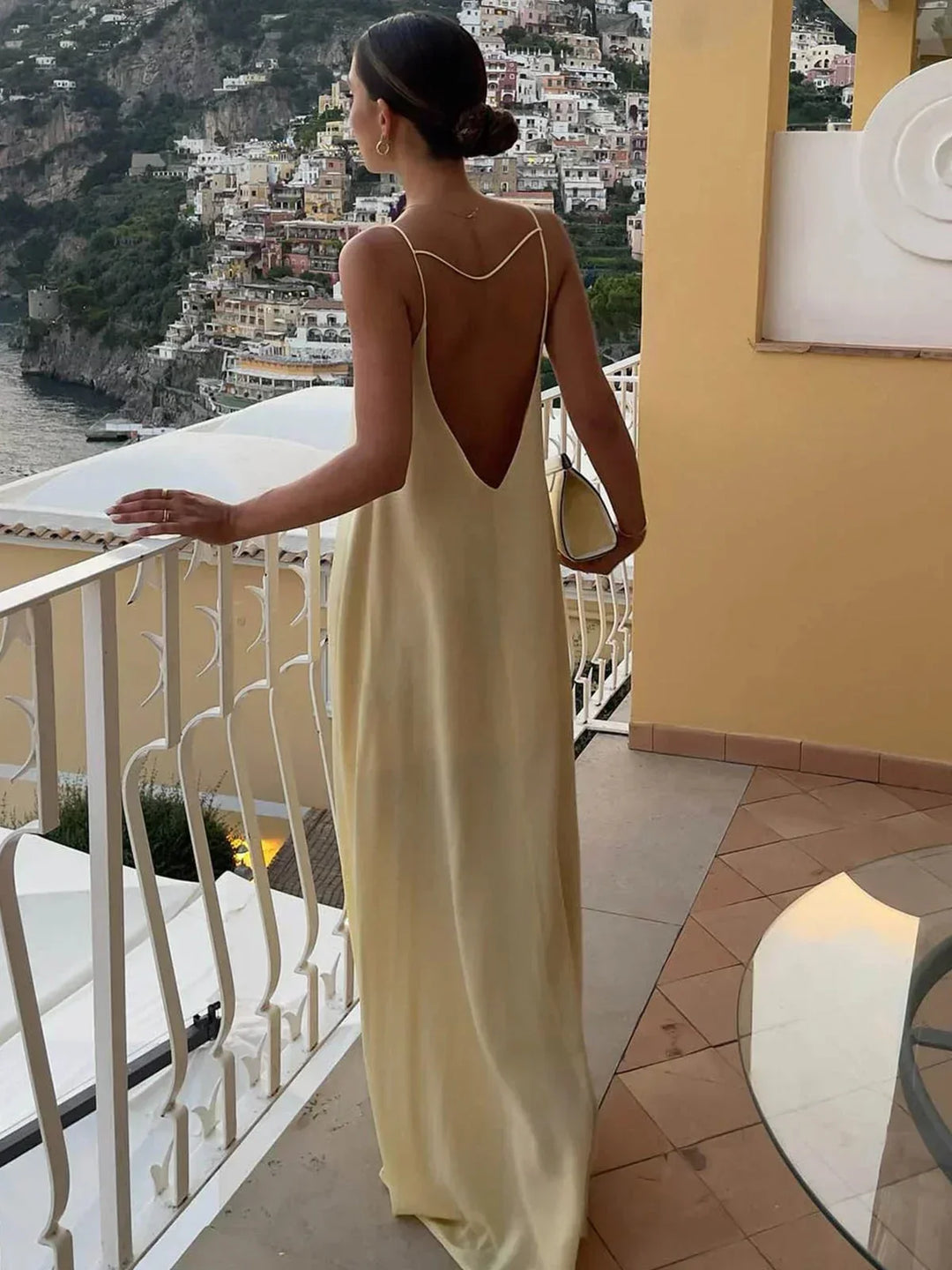 Robe Maxi Satinée Femme Dos Nu Soirée