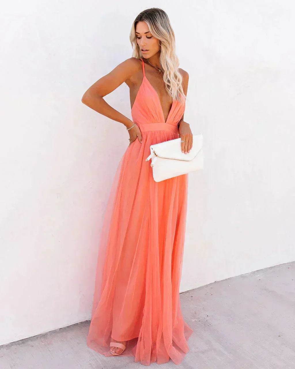 Robe Maxi Femme Dos Nu Fluide Cérémonie