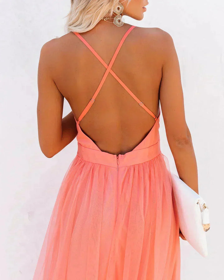 Robe Maxi Femme Dos Nu Fluide Cérémonie
