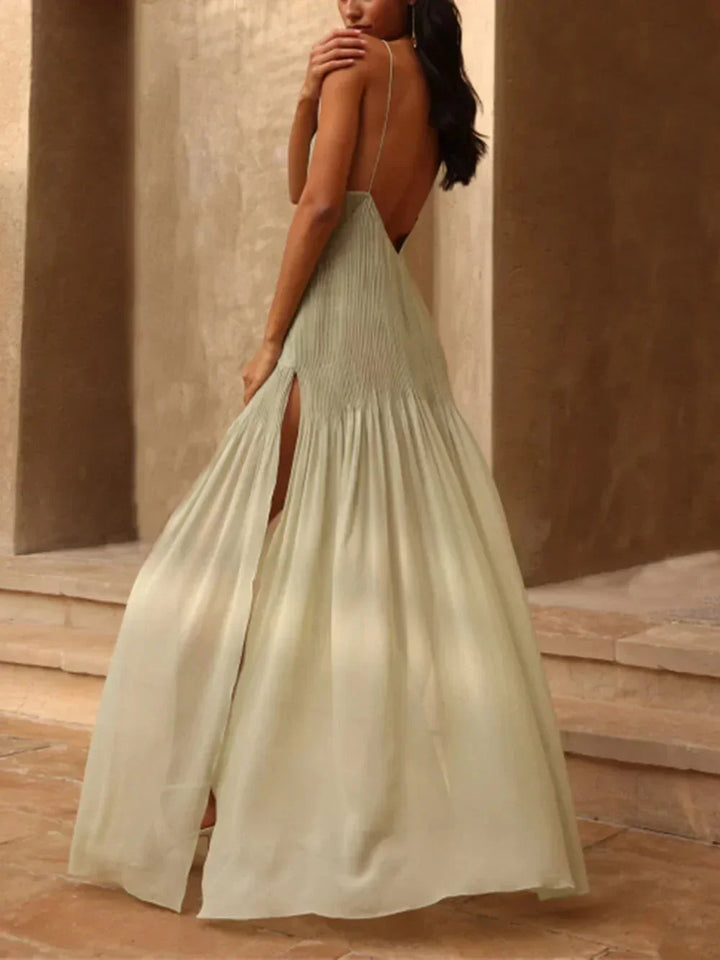 Robe Longue Fluide Femme Bretelles Fines Décolleté V