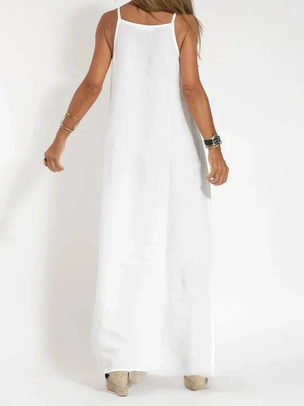 Robe Longue Fluide Femme Sans Manches Fentes