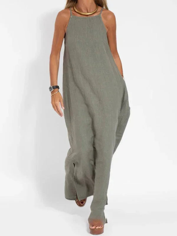 Robe Longue Fluide Femme Sans Manches Fentes