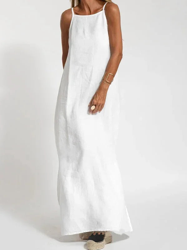 Robe Longue Fluide Femme Sans Manches Fentes