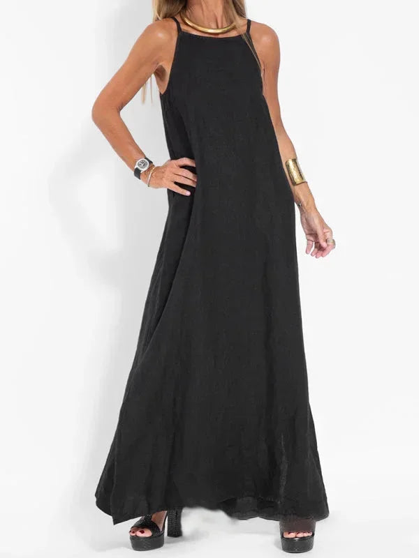 Robe Longue Fluide Femme Sans Manches Fentes