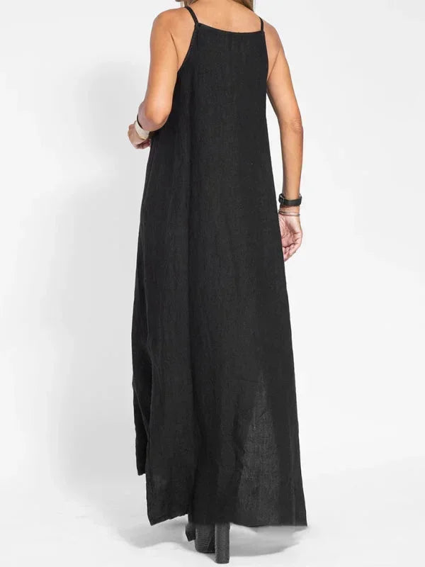 Robe Longue Fluide Femme Sans Manches Fentes