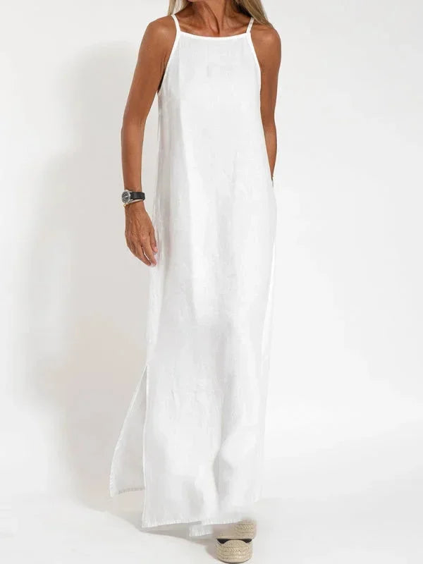 Robe Longue Fluide Femme Sans Manches Fentes