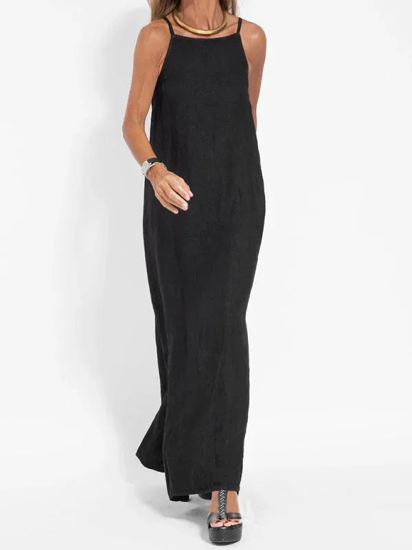 Robe Longue Fluide Femme Sans Manches Fentes