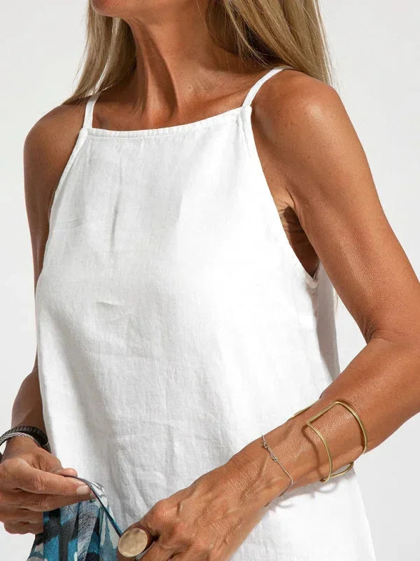 Robe Longue Fluide Femme Sans Manches Fentes