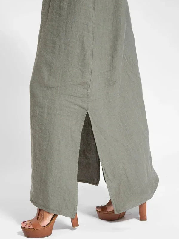Robe Longue Fluide Femme Sans Manches Fentes