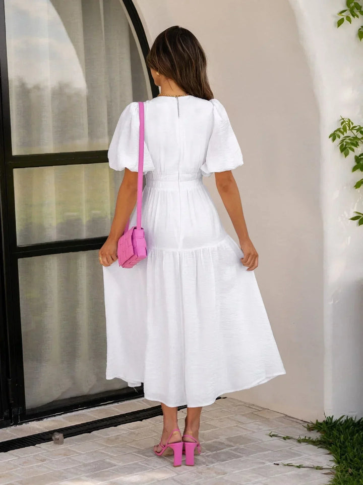 Robe Midi Femme Fluide Col V Été