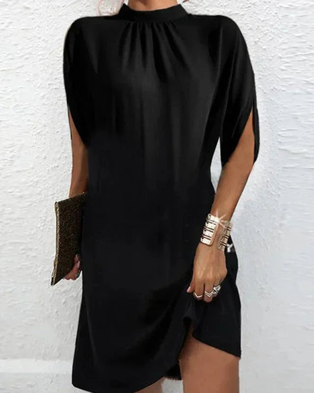 Robe Mini Fluide Drapée Femme Col Rond Été