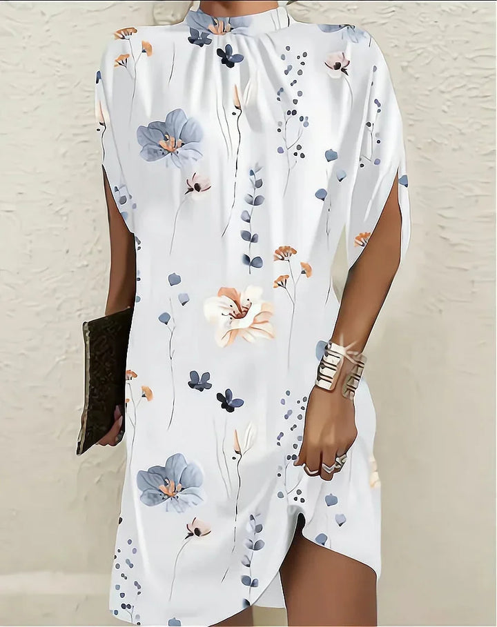 Robe Mini Fluide Drapée Femme Col Rond Été