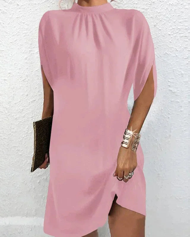 Robe Mini Fluide Drapée Femme Col Rond Été