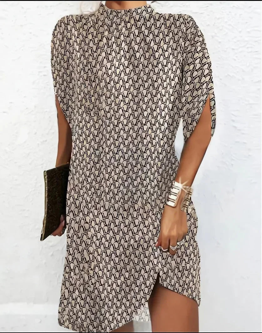Robe Mini Fluide Drapée Femme Col Rond Été