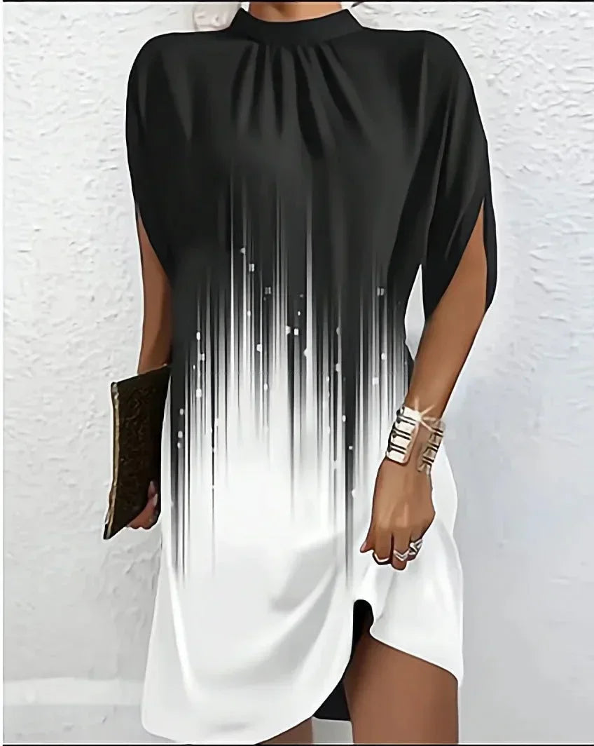 Robe Mini Fluide Drapée Femme Col Rond Été