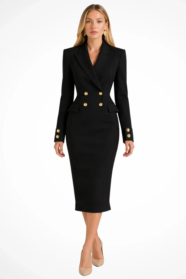 Robe-blazer midi de mulher com trespasse duplo