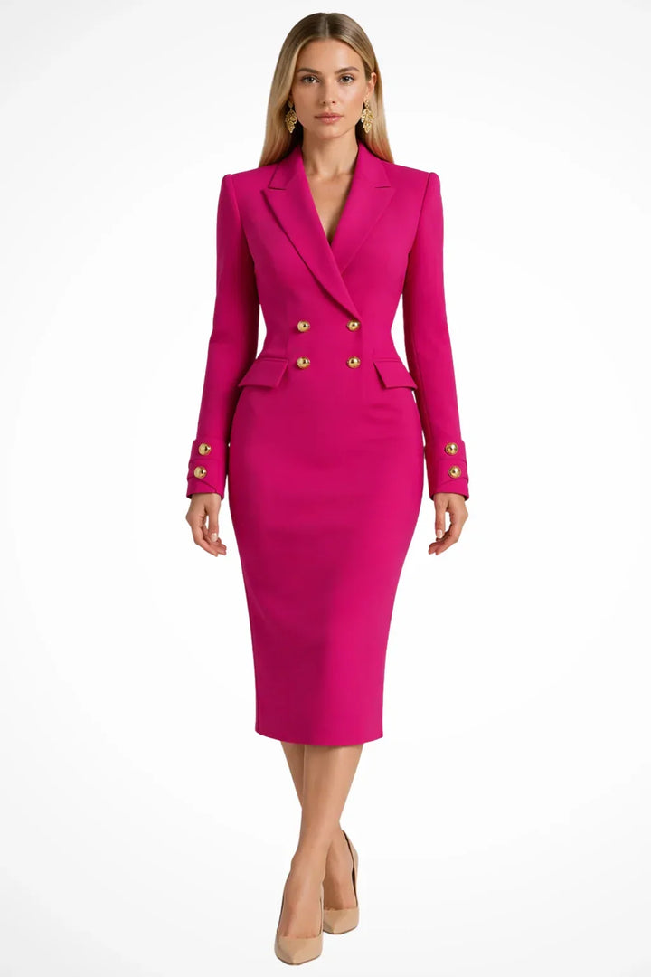 Robe-blazer midi de mulher com trespasse duplo