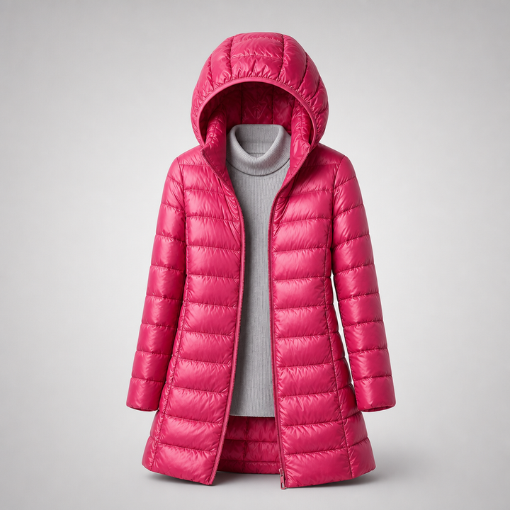 Women's Long Hooded Quilted Puffer Jacket