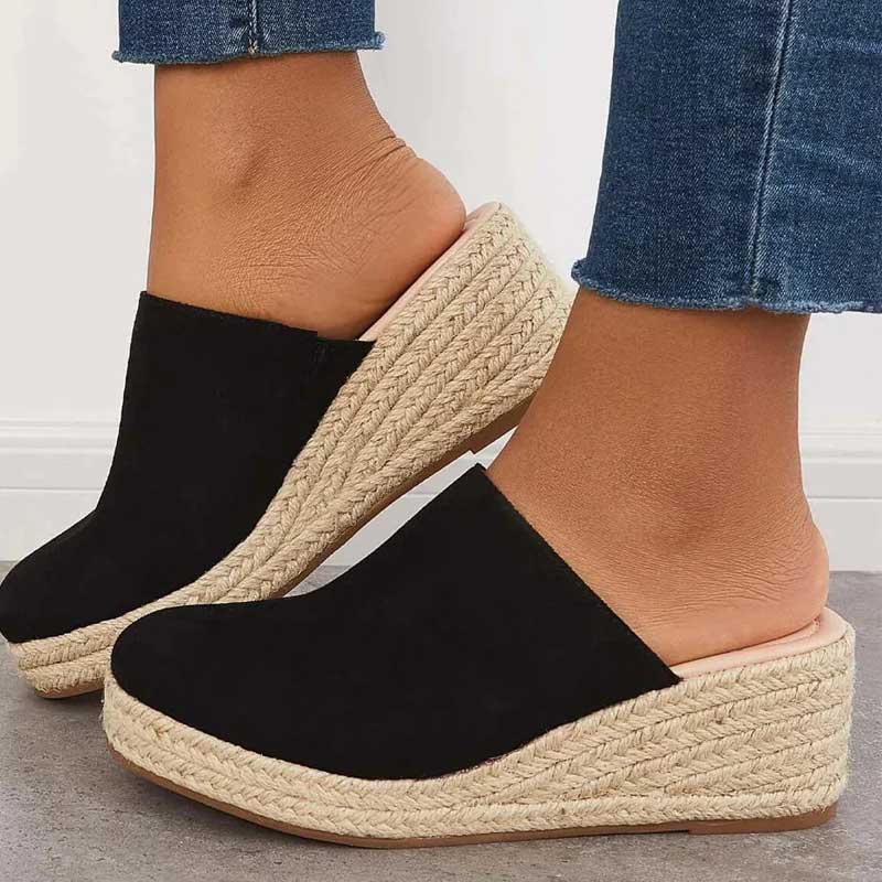 Mules Compensées Suédine Femme Été