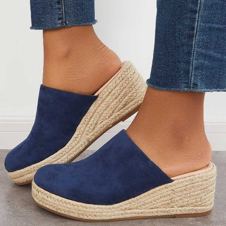 Mules Compensées Suédine Femme Été