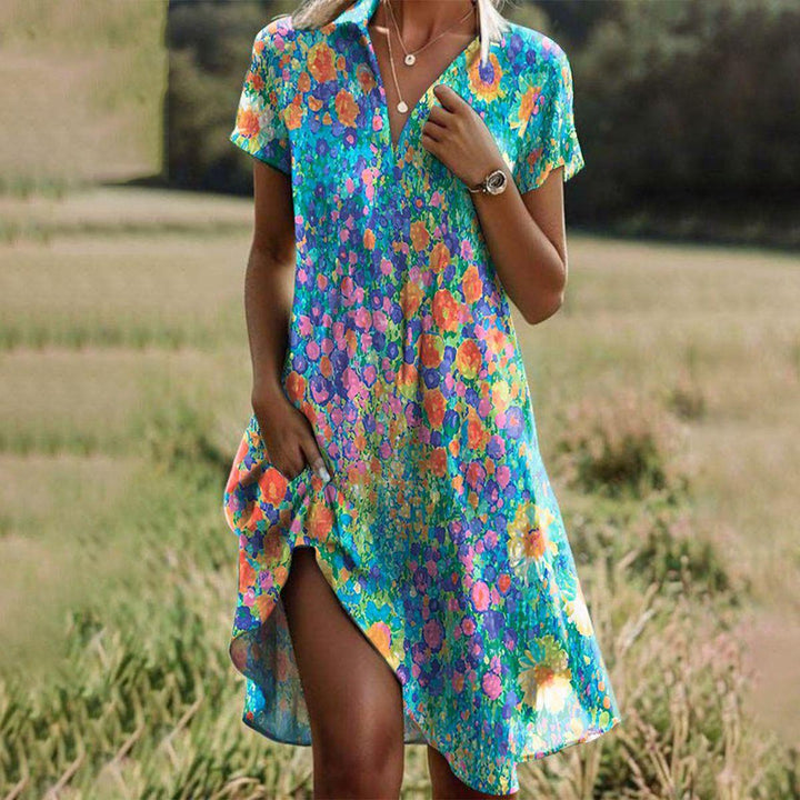 Robe Midi Fleurie Femme Col V Coupe Fluide