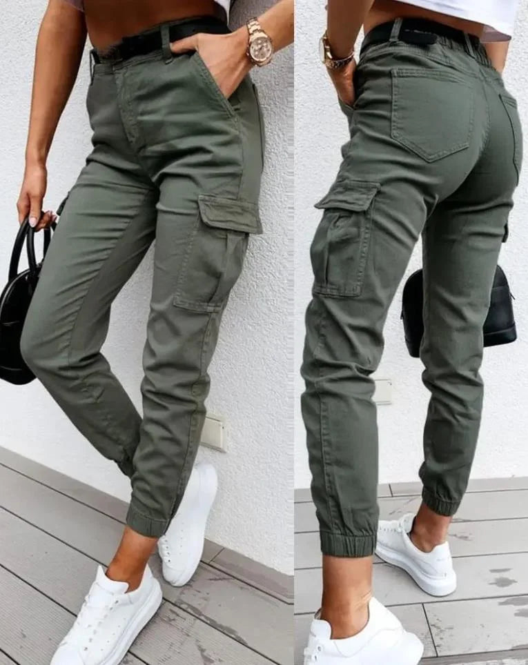 Calças Cargo Mulher Multibolsos Casual
