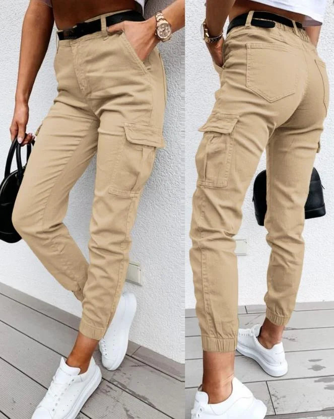 Calças Cargo Mulher Multibolsos Casual