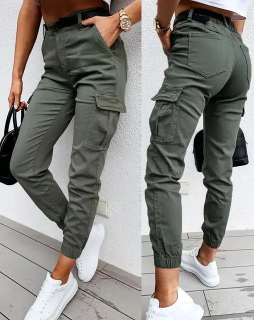Calças Cargo Mulher Multibolsos Casual
