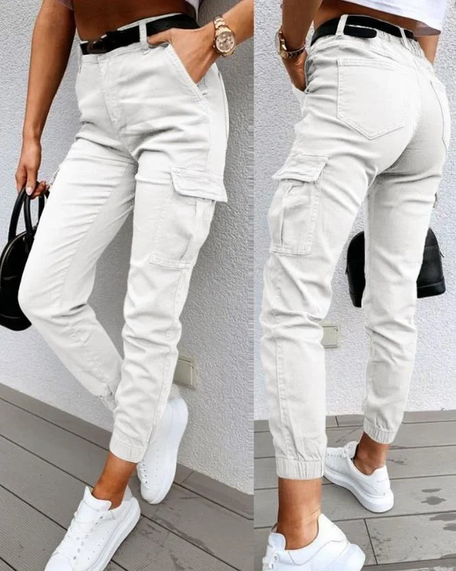 Calças Cargo Mulher Multibolsos Casual